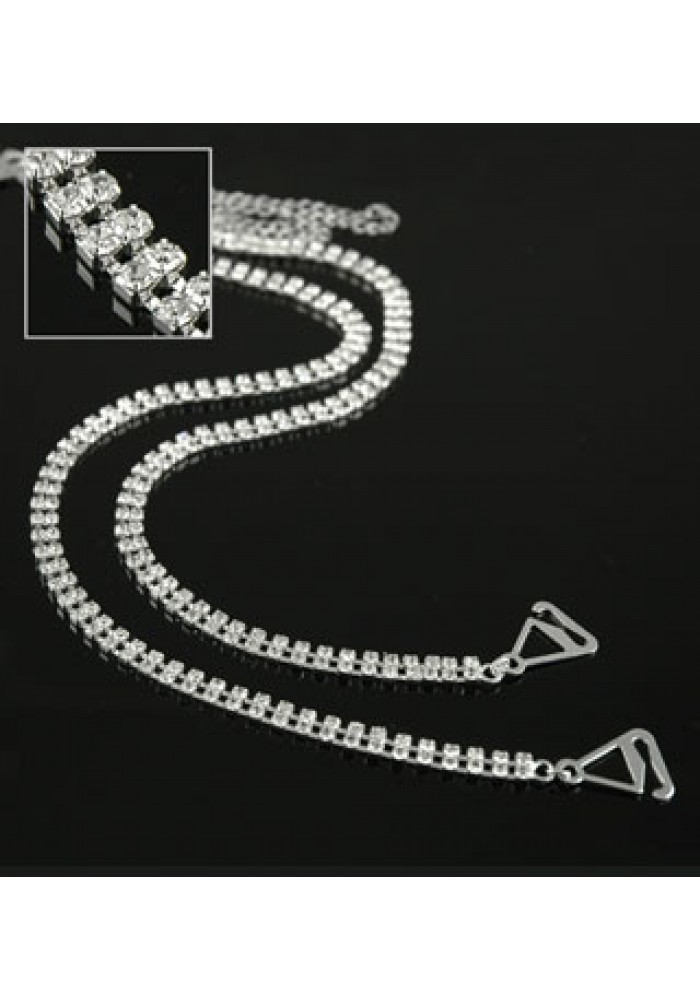 Bra Straps - Two-row Crystal Chain Strap - Clear - BS-HH04