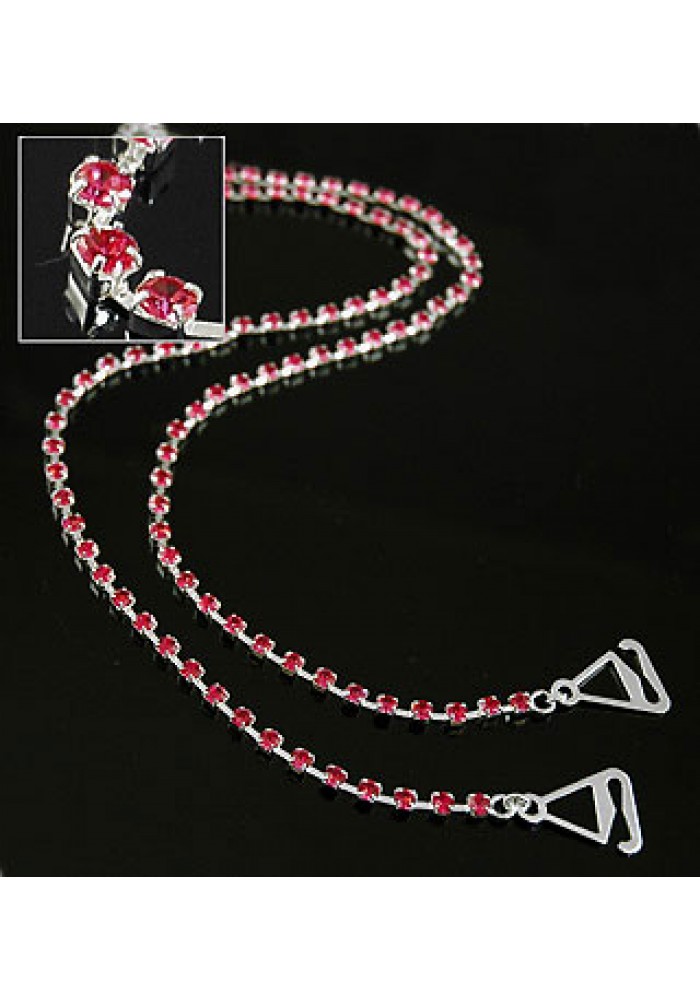 Bra Straps - Single Line Crystal Chain Strap - Red - BS-HH19RD