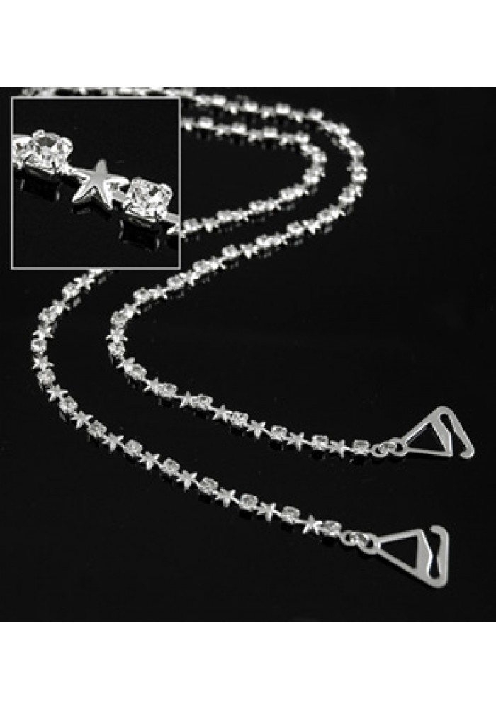 Bra Straps - Silver Single Line w/ Stars - BS-HH46