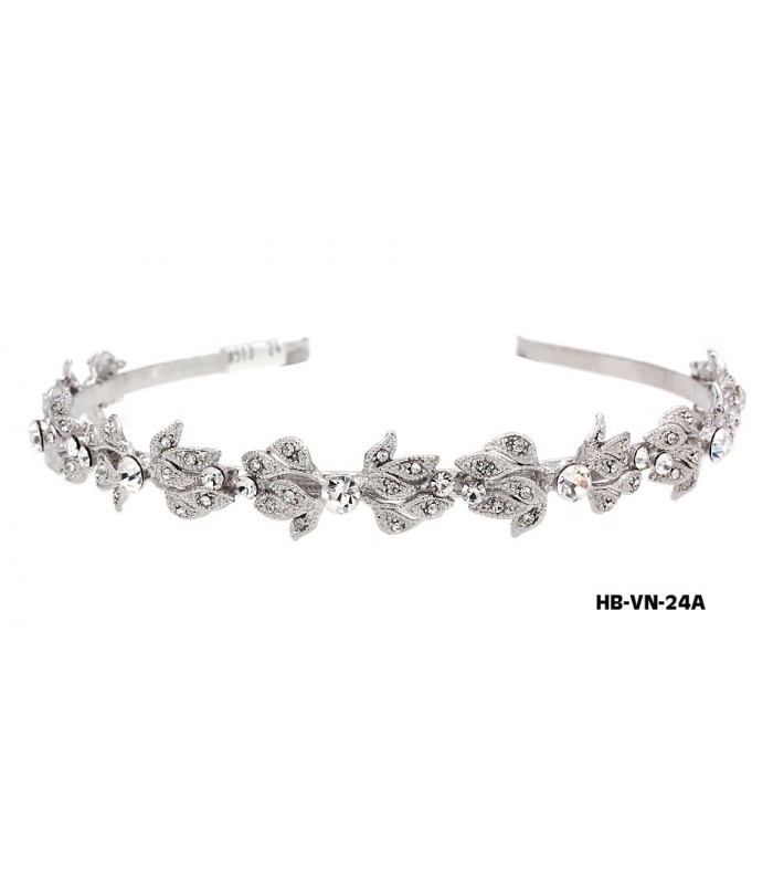 Head Band – Bridal Headpiece w/ Austrian Crystal Stones Flower - HB-VN-24A