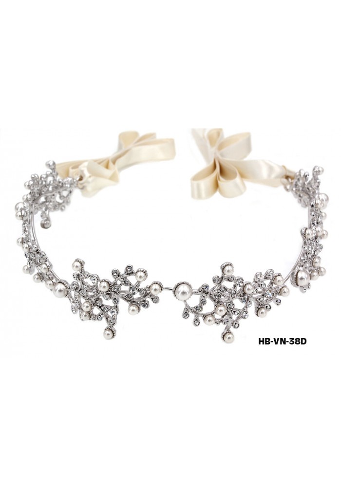 Head Band – Crystal & Pearl Beads -  HB-VN-38D