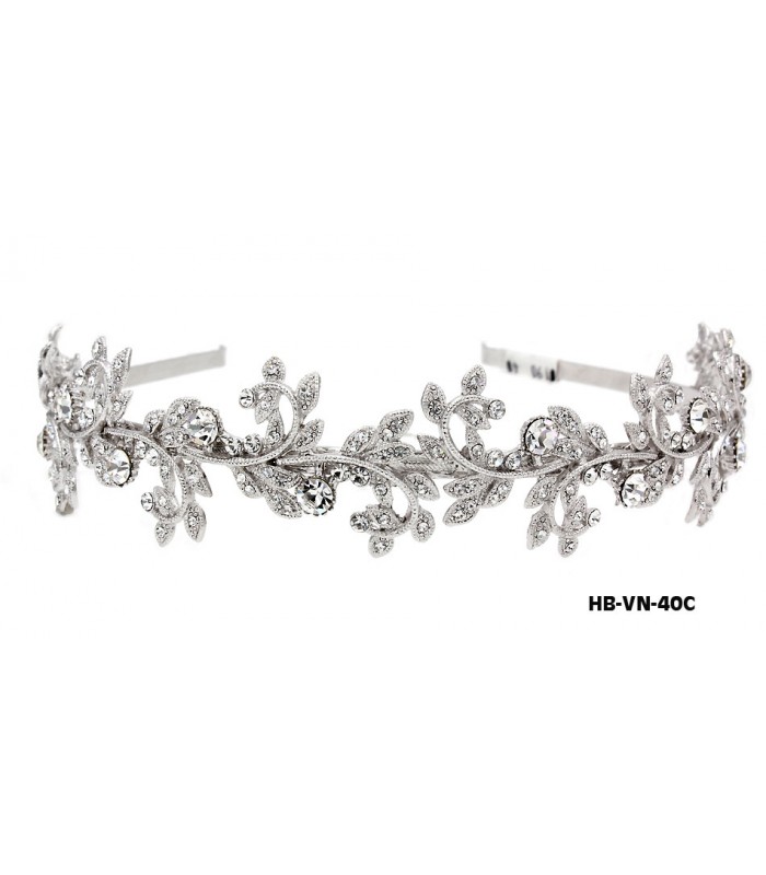 Head Band – Bridal Headpiece w/ Austrian Crystal Stones - HB-VN-40C