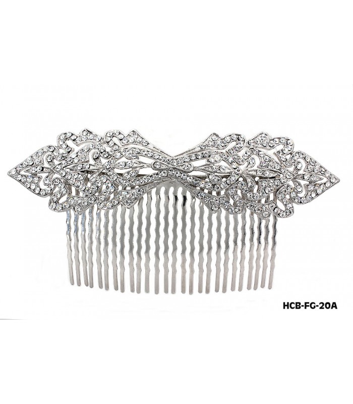 Hair Comb – Bridal Hair Combs & Clips w/ Austrian Crystal Stones Filigree Hair Comb - HCB-FG-20A