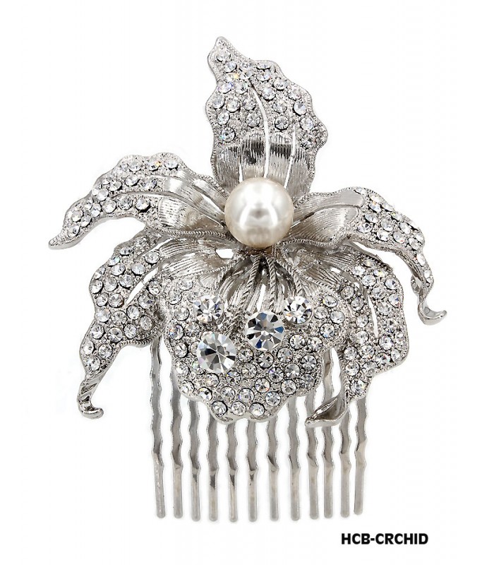 Hair Comb – Bridal Hair Combs & Clips w/ Austrian Crystal Stones Orchid - HCB-ORCHID