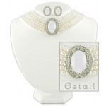 Multi Chain Pearl Necklace and Earrings Set - NE-264WT