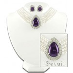Multi Chain Pearl Necklace and Earrings Set - NE-265PL