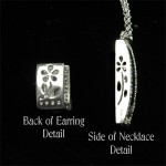 Gift set: Swarovski Cubic Zirconia w/ Onyx Necklace & Earrings Set - NE-JP10993B
