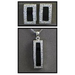 Gift set: Swarovski Cubic Zirconia w/ Onyx Necklace & Earrings Set - NE-JP10993B