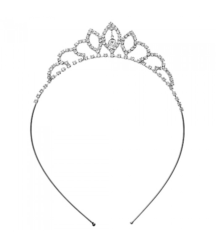 Headband: Rhinestones Tiara Headband - HB-71620CR-S