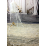 Long Veil - 2 layer with sequin & pearl embellished lace - 110" - VL-V1058-110IV