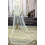 Long Veil - Trim with embroidery lace - 95" - VL-V1072-95IV