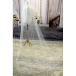 Long Veil - Long Veil with sequined embroidery - 110" - VL-V2003-110IV
