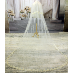 Long Veil - 2 layer with gold thread trim lace appliques - 110" - VL-V2028-110