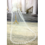 Long Veil - Trim with embroidery lace - 110" - VL-VM5004-110IV