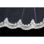Veil - Multi Layer - Champagne Sequined lace embroidery - 30" - VL-V2007IV