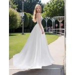 Wedding Dress - Princess Crepe Ball Gown with Waspie Drop Waist and Box Pleated Skirt - BLC-B1004