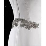 Wedding Dress - Crepe Fitted and Flare with Decorative Rhinestone Side Belts - BLC-F1007