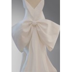 Wedding Dress - Crepe Sheath with Twisted Bust and Detachable Large Bow - BLC-S1005