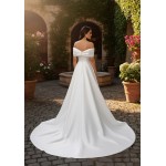 Modern Off-the-Shoulder Satin A-Line Gown with Slit - BLL-A54638