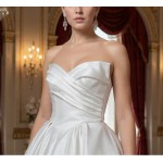 Timeless Strapless Satin Ball Gown with Ruched Bodice - BLL-B14829