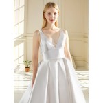 Wedding Dress - Satin Empire Waist Line Ball Gown with Slit Skirt - BLL-B3002