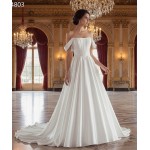 Elegant Off-the-Shoulder Satin Ball Gown with Structured Bodice - BLL-B54803