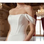 Structured Satin Off-the-Shoulder Mermaid Gown with Corset Bodice - BLL-F54802