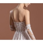 Wedding Dress - Floral Lace Appliques Tulle A-line with Detachable Fitted Sleeves - BLM-A1006