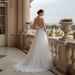 Wedding Dress -Spaghetti Straps 3-D Floral Lace Appliques Tulle A-line - BLM-A2010