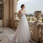 Wedding Dress -Spaghetti Straps 3-D Floral Lace Appliques Tulle A-line - BLM-A2010