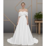 Ethereal Organza A-line with Ruching Off-Shoulder Bishop Sleeves and Corset Back- BLM-AA0453M