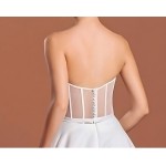 Wedding Dress- Satin Strapless Cat-Eye Neckline Ball Gown - BLM-B1003