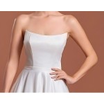 Wedding Dress- Satin Strapless Cat-Eye Neckline Ball Gown - BLM-B1003