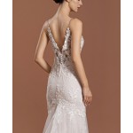 Wedding Dress - Spaghetti Straps Floral Appliques Tulle Mermaid - BLM-M2003