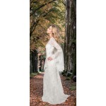 Fitted & Flare Boho Lacy Tulle with Dropped Bell Sleeves Wedding Dress- BLS-F6010