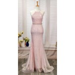 Sheath Halter Sleeveless Sequined Wedding Dress -  CB-EVS1001