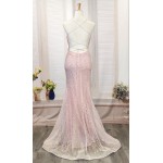 Sheath Halter Sleeveless Sequined Wedding Dress -  CB-EVS1001