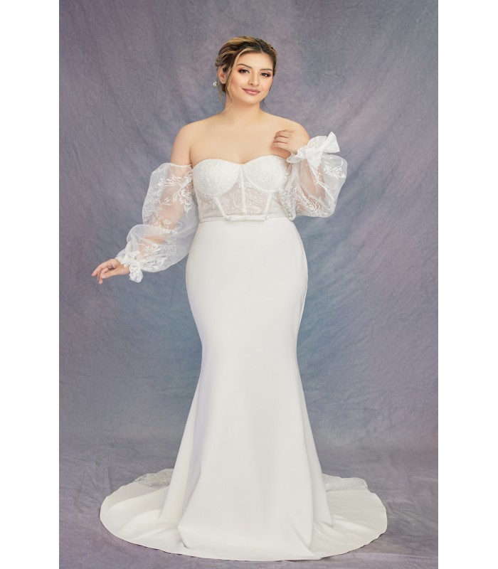 Fitted & Flare Sweetheart Sequined Over-lace Corset Wedding Dress - CB-F1001