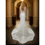 Fitted and Flare Crepe Wedding Dress - CB-F3001-A