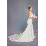 Fitted & Flare Plunge V Neck Tank Top Wedding Dress - CB-F3001