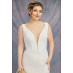 Fitted & Flare Plunge V Neck Tank Top Wedding Dress - CB-F3001