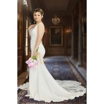 Fitted & Flare Plunge V Neck Tank Top Wedding Dress - CB-F3001