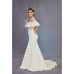 Mermaid Crepe Double Spaghetti Straps Boat Neckline Wedding Dress - CB-M1001