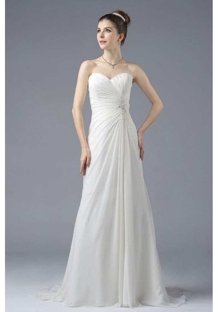 A-line Sweetheart Chiffon Sleeveless Wedding Dress - LV-0593OM