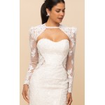 Fitted N Flare - Sequined Floral Lace Appliqued Tulle Cut-Out Waistline with Detachable Bolero Wedding Dress LV-100C01S