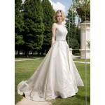 Ball Gown -Sequined Lace Placement with Rhinestone Belt wedding Dress LV-1814OL