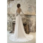 A-line Sweetheart Chiffon Wedding Dress with Sheer Lacy Tulle Long Sleeve - LV-2027OC