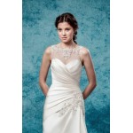 Fitted & Flare Jewel Neckline Sleeveless Wedding Dress - LV-3195OM