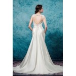 Fitted & Flare Jewel Neckline Sleeveless Wedding Dress - LV-3195OM