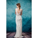 Sheath V shape Neckline Sleeveless Wedding Dress - LV-3214OM